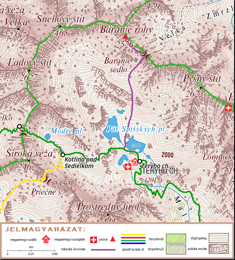 A Z�ld-tavi cs�csra vezet� �tvonal t�rk�pszelv�nye.